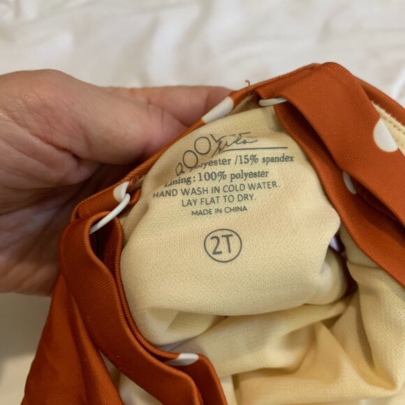 Roolee Mommy & Me Rust Polka Dot Swimsuit Set (M, 6/7, 4/5, 2T) - Picture 2 of 14